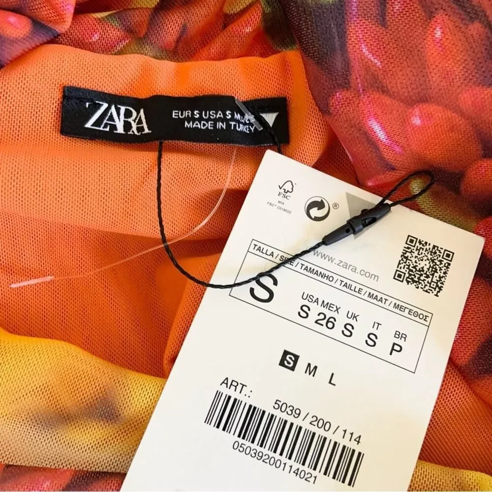 Zara Off Shoulder Dress Chili Pepper Bodycon Dress Small Vacation NWT - Picture 8 of 12